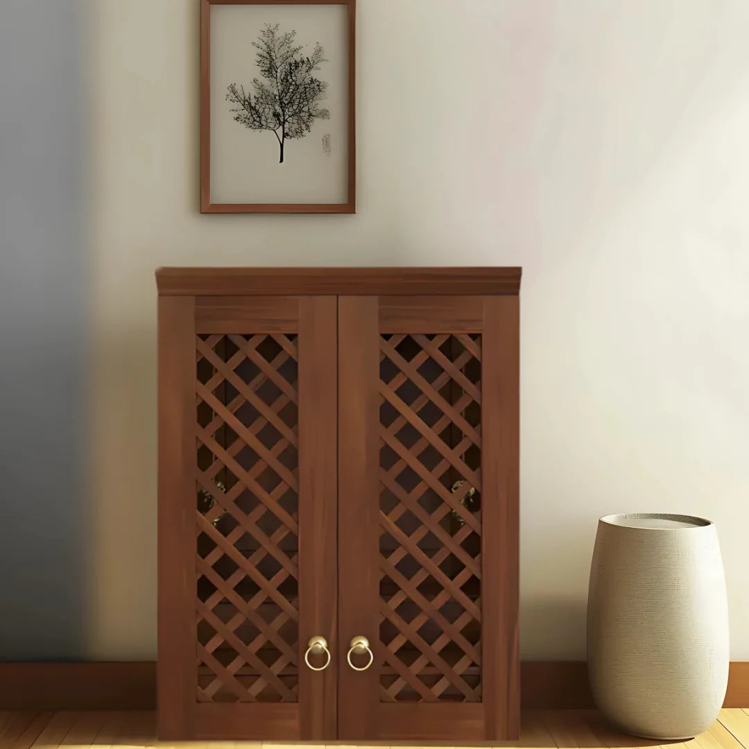 Vedic Sthana Pooja Mandir with Door (Teak) Lifestyle Image