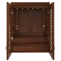 Vedic Sthana Pooja Mandir with Door (Teak) open door front view
