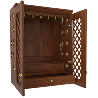 Vedic Sthana Pooja Mandir with Door (Teak) open door side view
