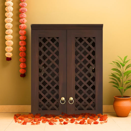Vedic Sthana Pooja Mandir with Door (Wenge) lifestyle view