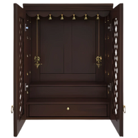 Vedic Sthana Pooja Mandir with Door (Wenge) open door front view