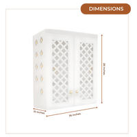 Vedic Sthana Pooja Mandir with Door (White) Dimensions