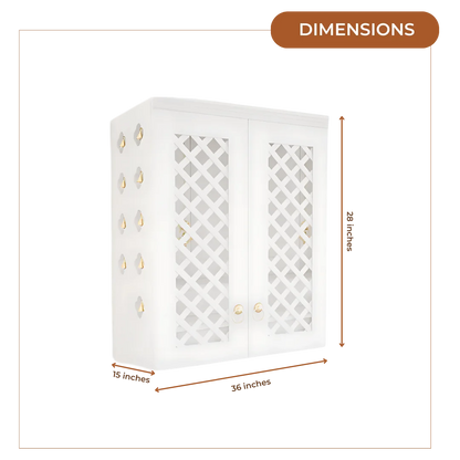Vedic Sthana Pooja Mandir with Door (White) Dimensions