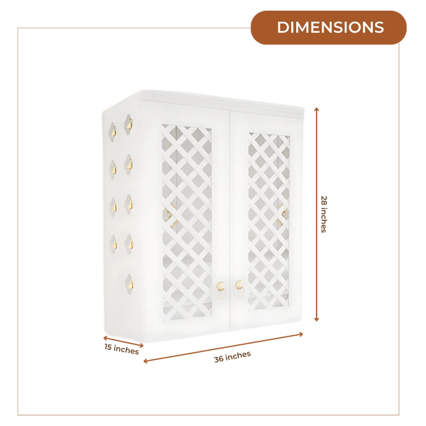 Vedic Sthana Pooja Mandir with Door (White) Dimensions