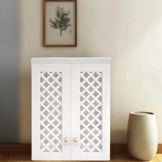 Vedic Sthana Pooja Mandir with Door (White) Lifestyle image