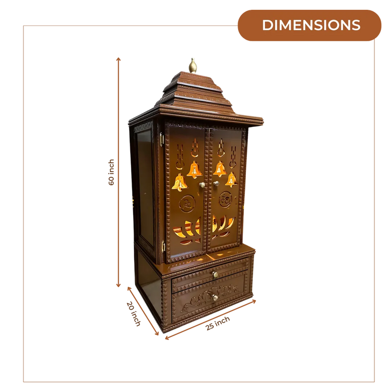 Vedmangal Teak Wood Mandap (Caramel Brown)dimensions