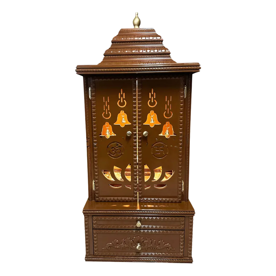 Vedmangal Teak Wood Mandap Caramel Brown with Door