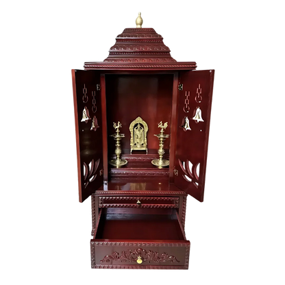Vedmangal Teak Wood Mandap (Cherry) open door front view