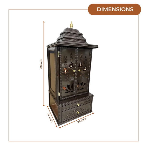 Vedmangal Teak Wood Mandap (Dark Brown) dimensions