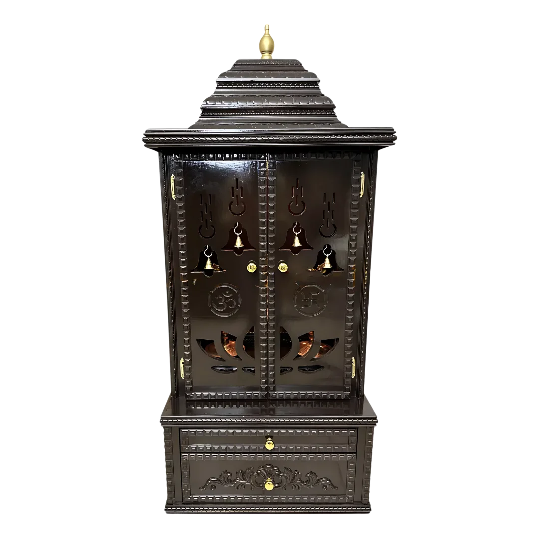 Vedmangal Teak Wood Mandap Dark Brown with Door