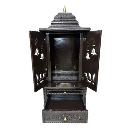 Vedmangal Teak Wood Mandap (Dark Brown) open door view