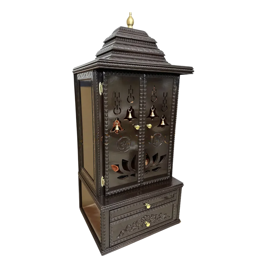 Vedmangal Teak Wood Mandap (Dark Brown) side angle