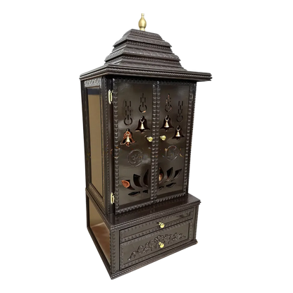 Vedmangal Teak Wood Mandap (Dark Brown) side angle