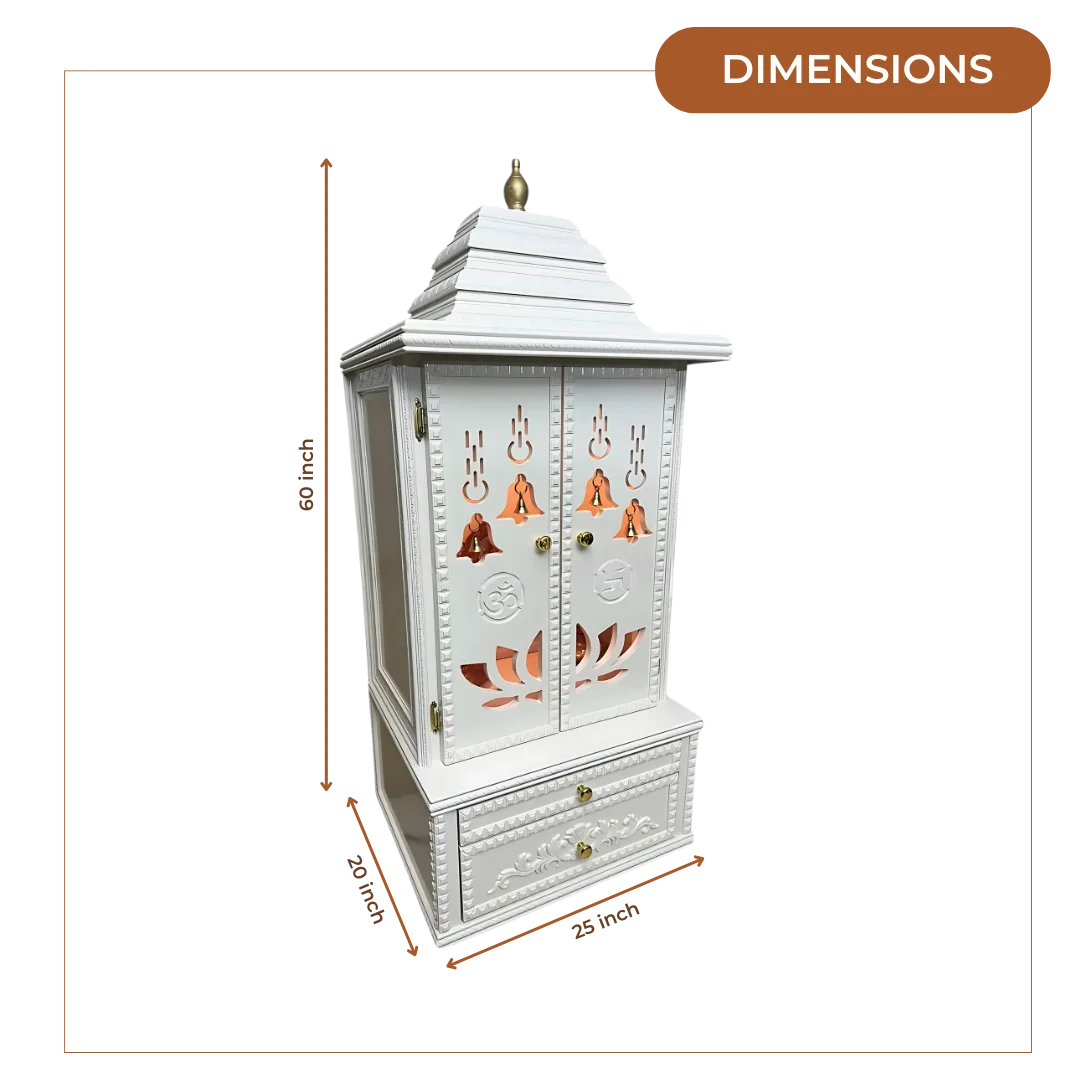 Vedmangal Teak Wood Mandap (White) dimensions
