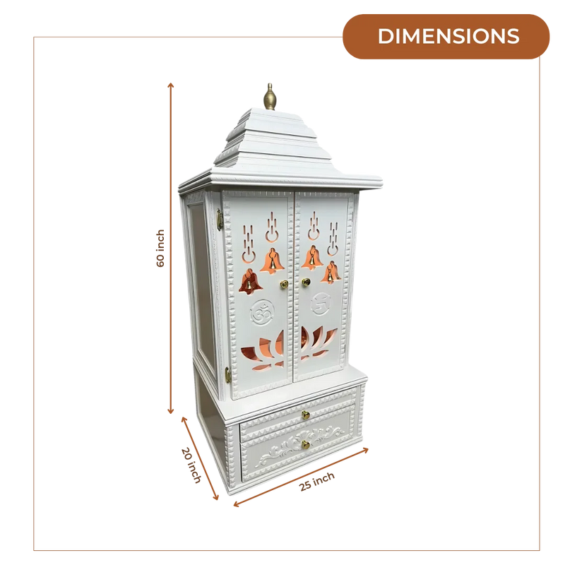 Vedmangal Teak Wood Mandap (White) dimensions
