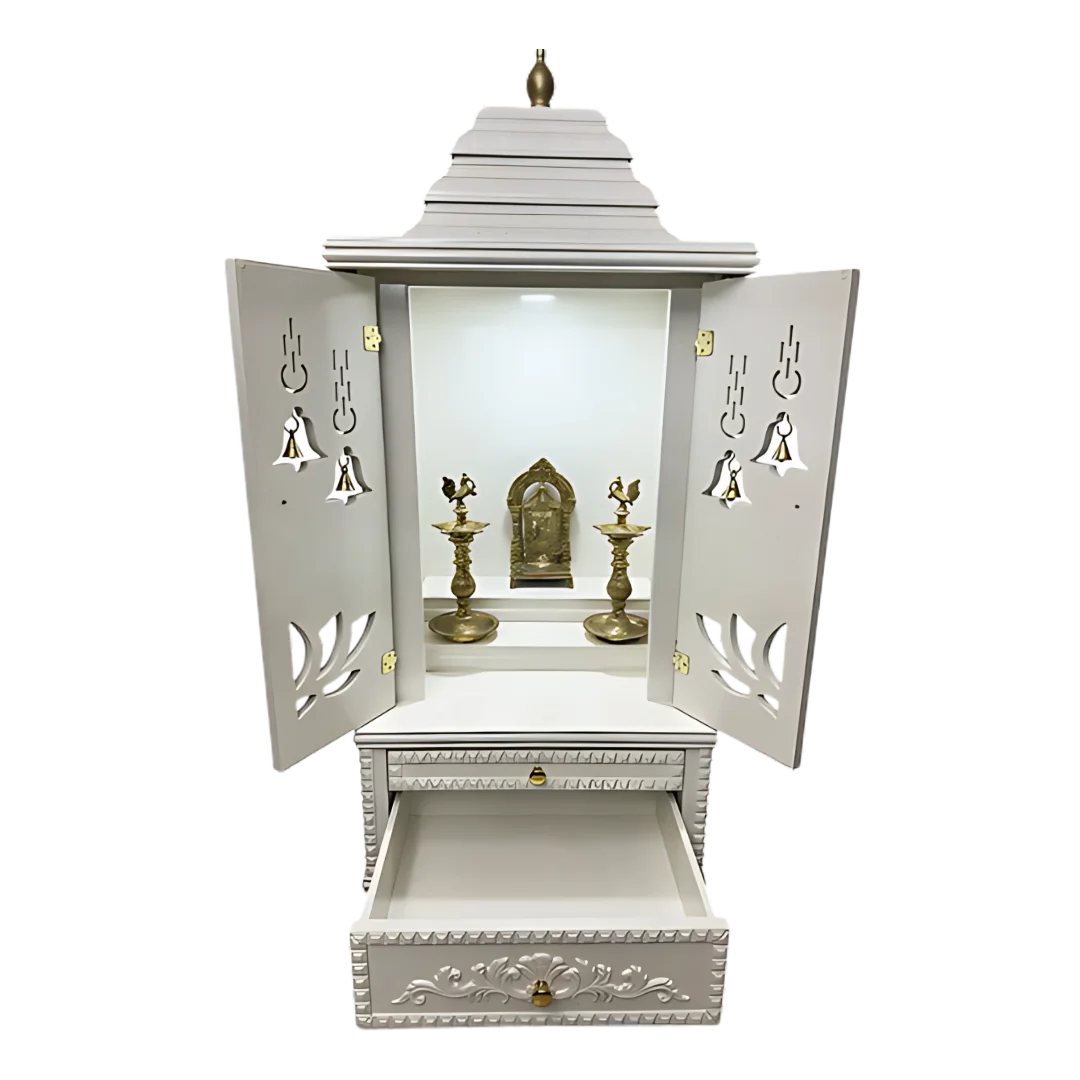Vedmangal Teak Wood Mandap (White) open door view