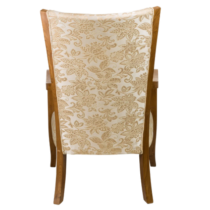 Velencia Teak Wood Fabric Upholstered Arm Chairs (Teak Gold) Back View