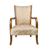 Velencia Teak Wood Fabric Upholstered Arm Chairs (Teak Gold)