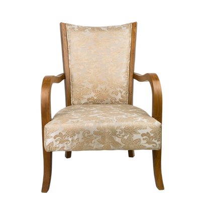 Velencia Teak Wood Fabric Upholstered Arm Chairs (Teak Gold)