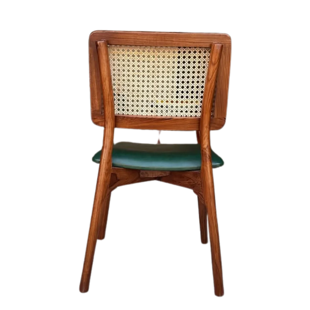 Velin Cane Wood Dining Chair back view