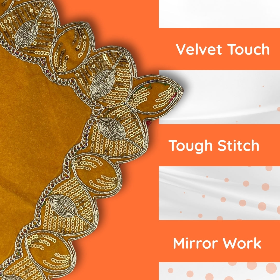 Velvet Pooja Aasan with Decorative Golden Border border view 