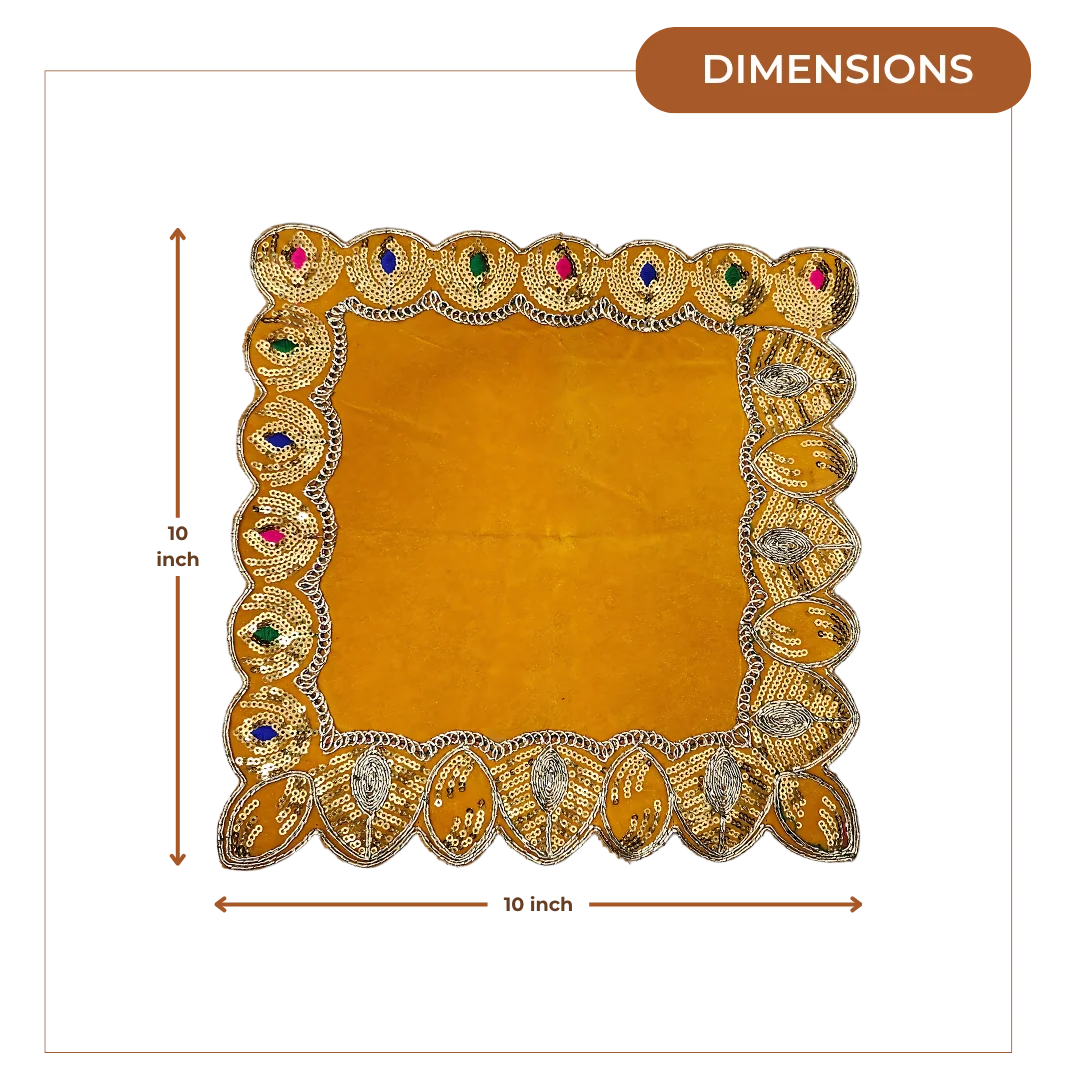 Velvet Pooja Aasan with Decorative Golden Border dimensions
