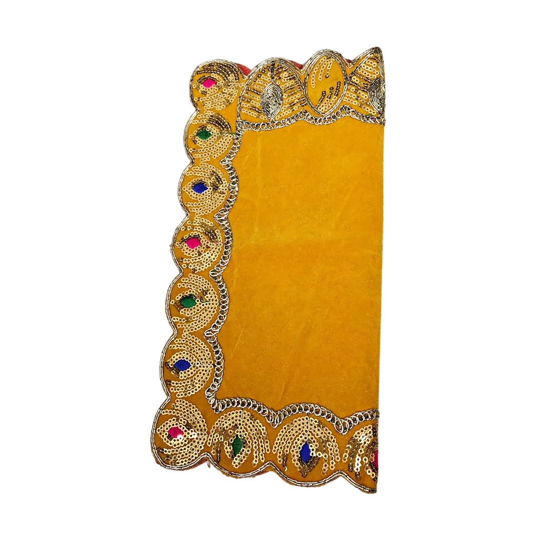 Velvet Pooja Aasan with Decorative Golden Border fold view
