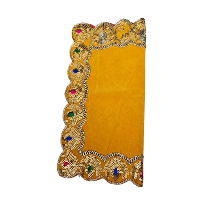 Velvet Pooja Aasan with Decorative Golden Border fold view