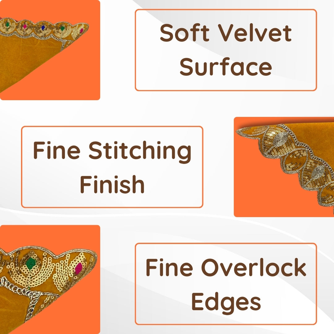 Velvet Pooja Aasan with Decorative Golden Border pattren view