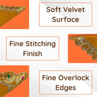 Velvet Pooja Aasan with Decorative Golden Border pattren view