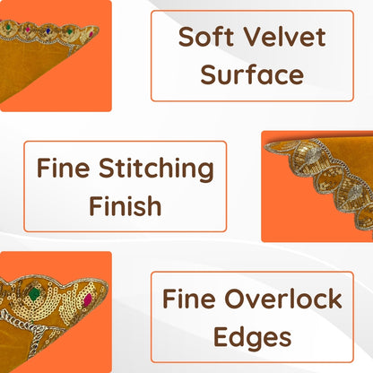 Velvet Pooja Aasan with Decorative Golden Border pattren view