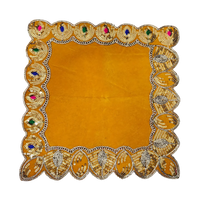 Velvet Pooja Asan with Decorative Golden Border top view
