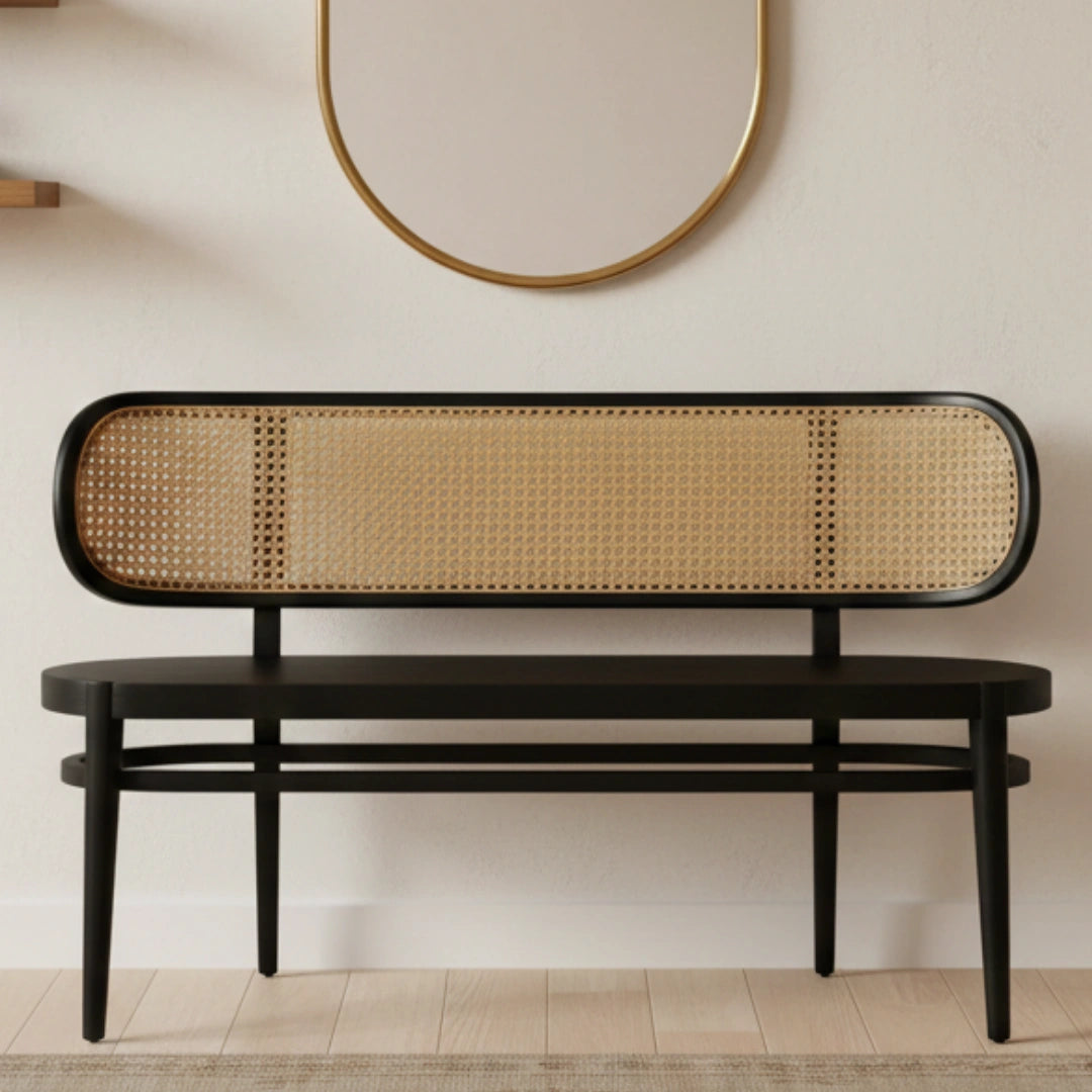 Velvora Teak Wood Bench (Black) lifestyle image