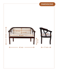 Verior Solid Wood Love Sofa (Brown Silver) dimensions