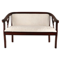 Verior Solid Wood Love Sofa (Brown Silver)