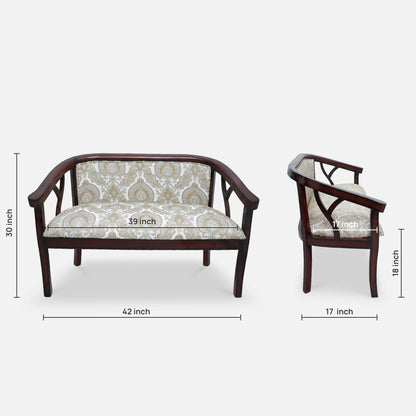 Verior Solid Wood Love Sofa (Brown) dimensions image 