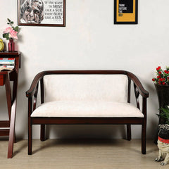 Verior Solid Wood Love Sofa (Brown Silver)