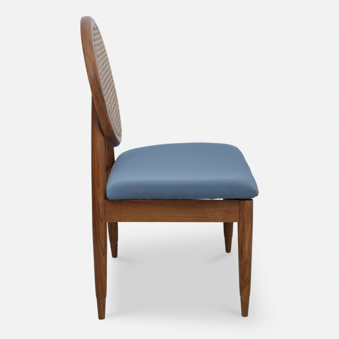 Verona Teak Wood Dining Chair (Teak) side view 