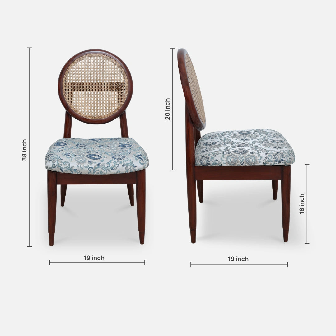 Verona Teak Wood Dining Chairs (Brown) dimensions image 