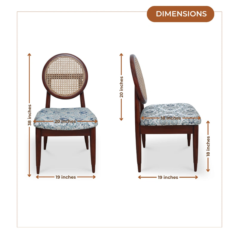 Verona Teak Wood Dining Chairs (Brown) dimensions view 