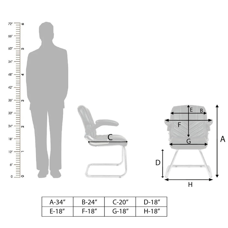 Veyron Visitor Chair with Armrest (Black) Dimensions