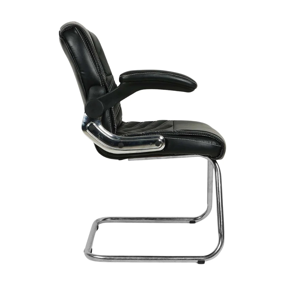 Veyron Visitor Chair with Armrest (Black) Side view