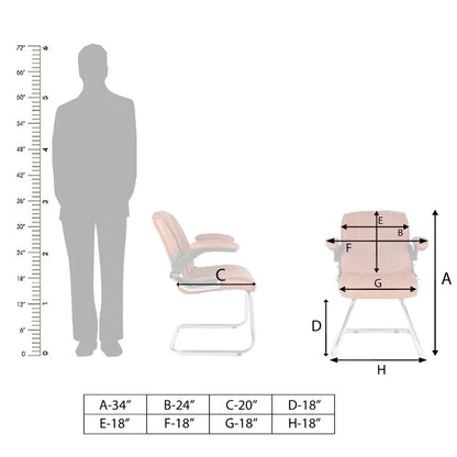 Veyron Visitor Chair with Armrest (Brown) Dimensions