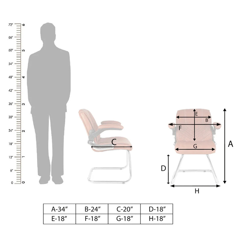 Veyron Visitor Chair with Armrest (Brown) Dimensions