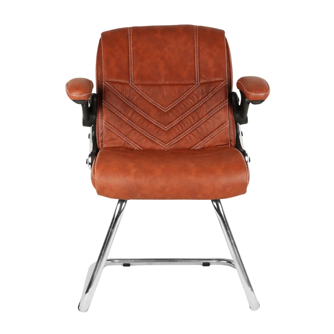 Veyron Visitor Chair with Armrest (Brown) Front view