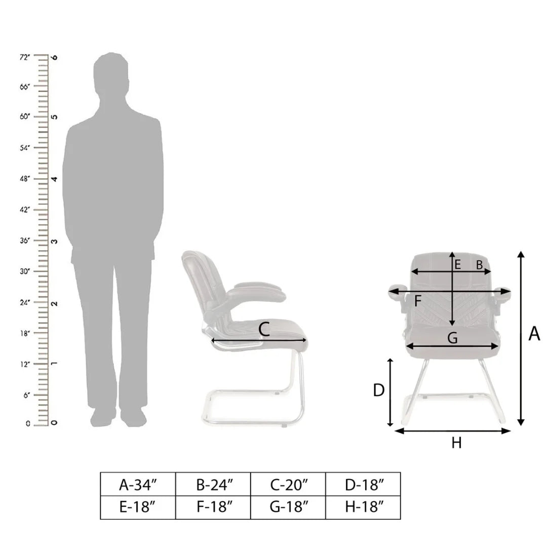 Veyron Visitor Chair with Armrest (Dark Brown) Dimensions