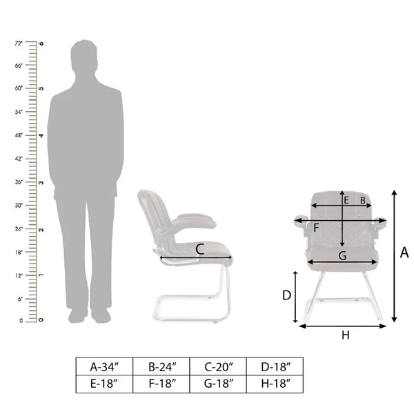 Veyron Visitor Chair with Armrest (Dark Brown) Dimensions