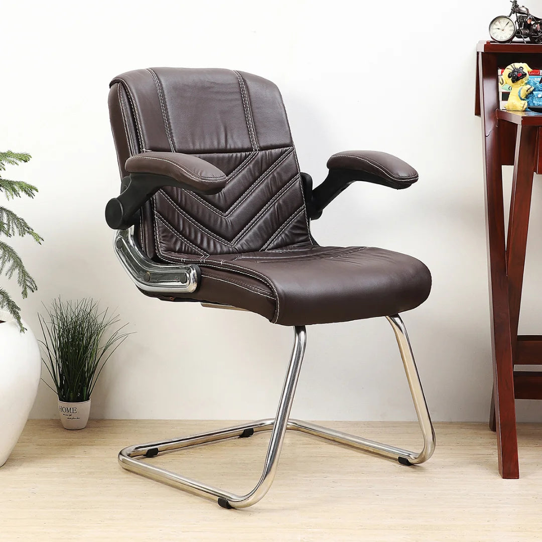 Veyron Visitor Chair with Armrest (Dark Brown) Lifestyle view