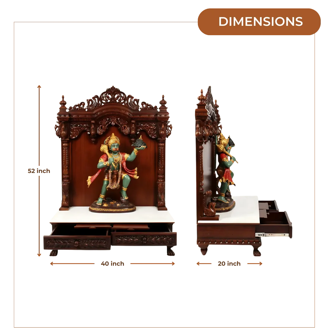 Vimala Teak Wood Mandir (Brown) dimensions