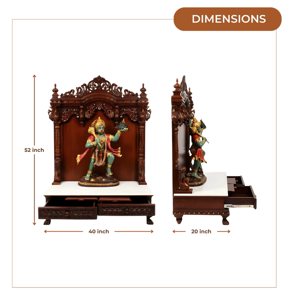 Vimala Teak Wood Mandir (Brown) dimensions